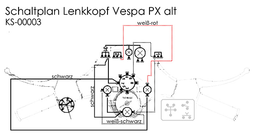 Kabelbaum Vespa PX alt (Lenkkopf)