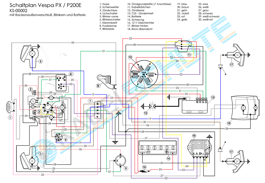 Wiring Diagram For Vespa P200e - AMKMNS