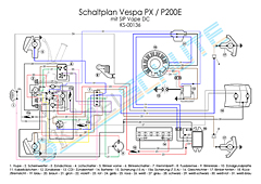 Kabelbaum Vespa PX alt mit SIP Vape DC (Rumpf)